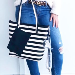 Brand new black and white striped bag